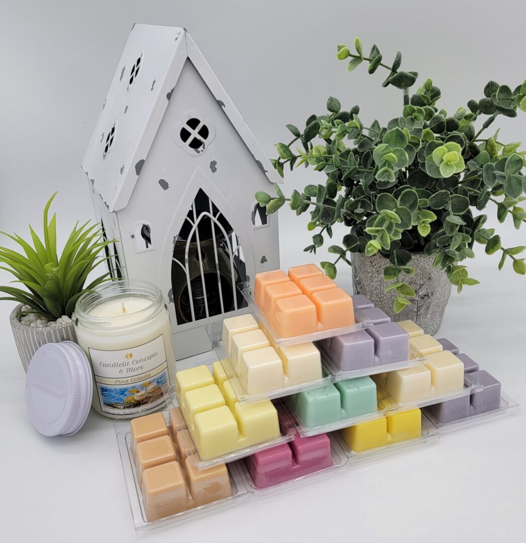 A small house with cube-shaped candles