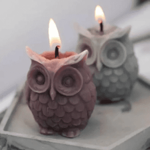 Two mini owl candles